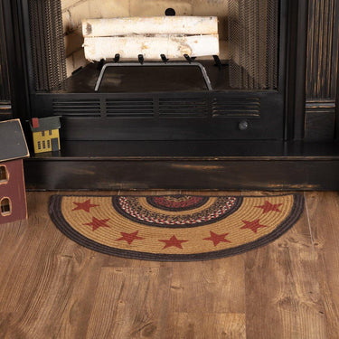 Landon Jute Braided Rug Half Circle Stencil Stars 16.5